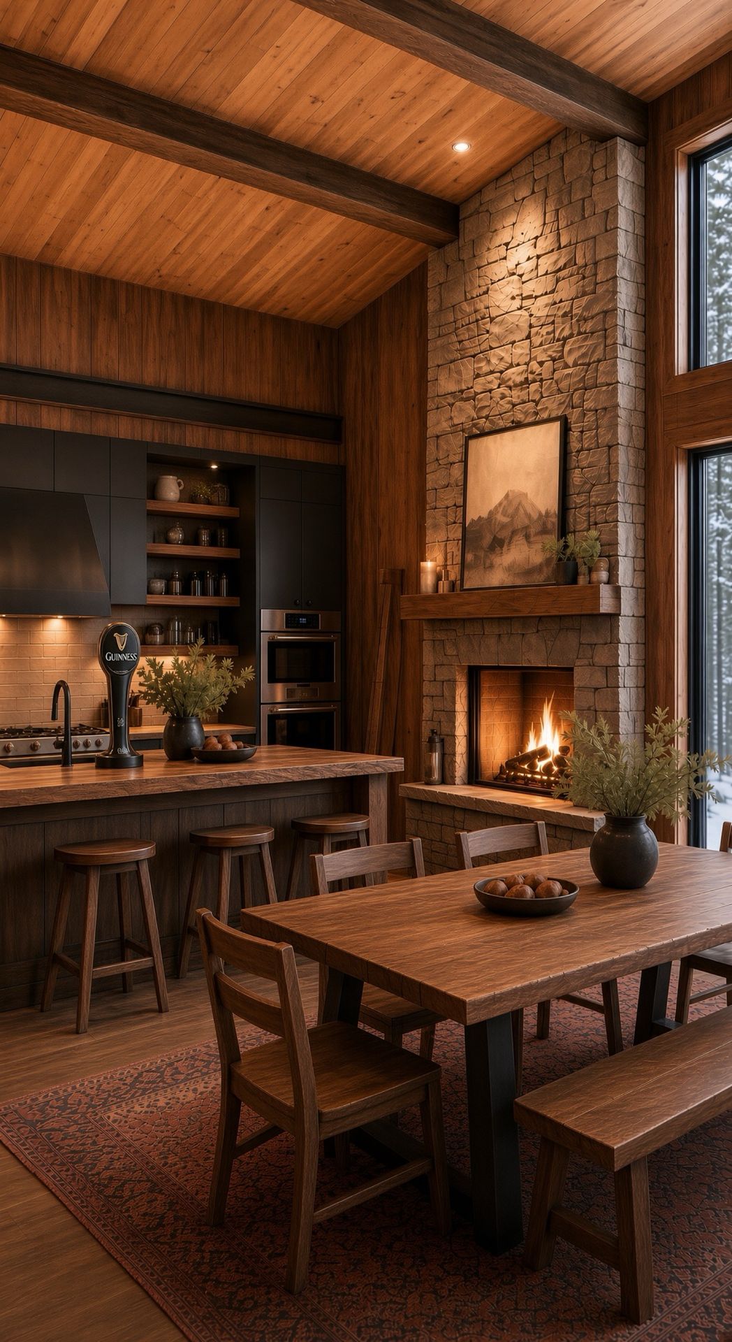 The Snowline Chalet kitchen and dining